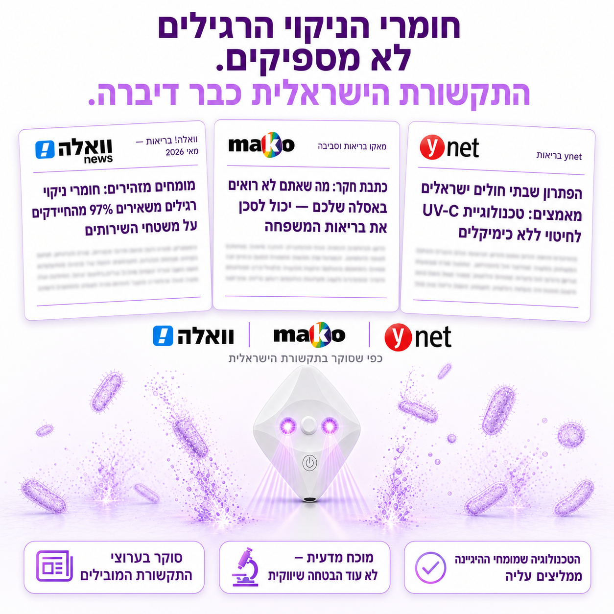 CLEANITIL™ — מנורת העיקור החכמה לשירותים